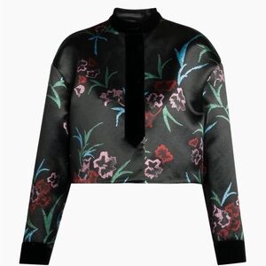 NWOT Giorgio Armani High End Floral Embroidered Silk-Linen Top, Size IT 42 US 6
